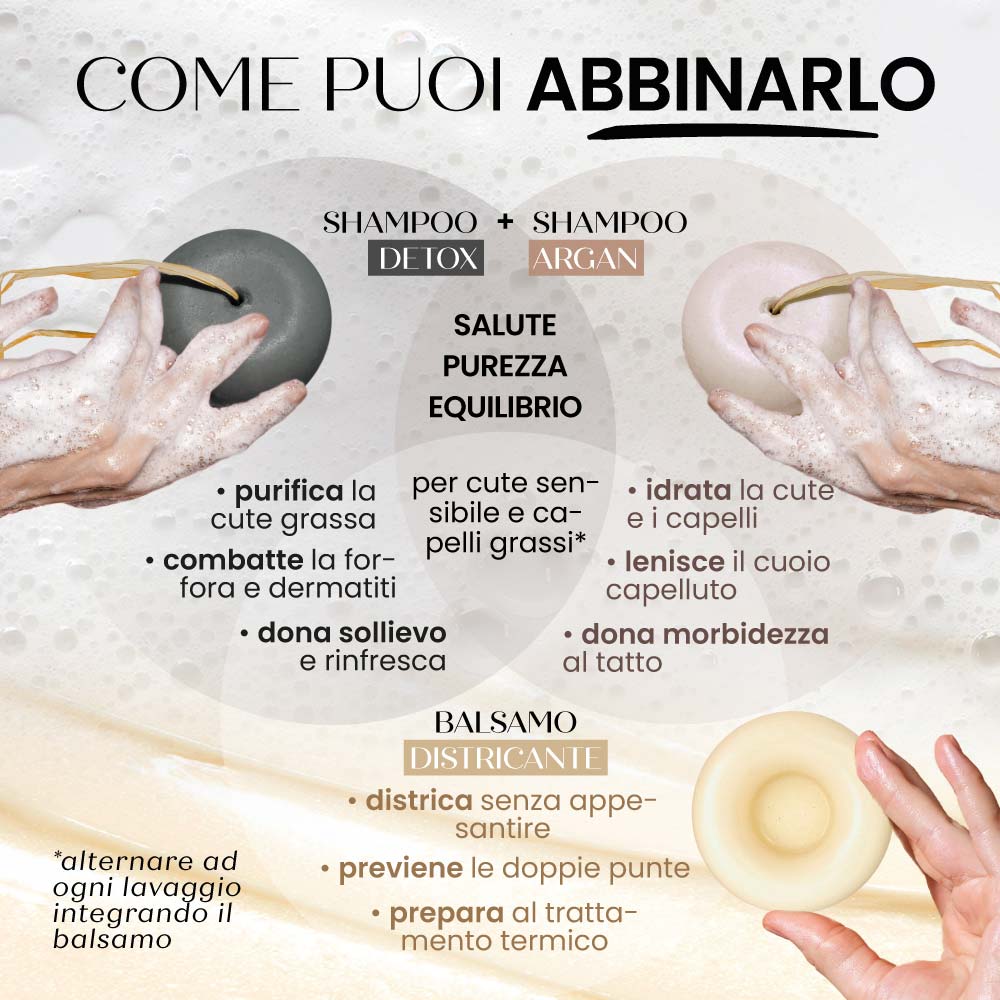 3 x Shampoo Solido DETOX MAXI - Pacchetto PURIFICANTE Capelli [ Trattamento 6 Mesi ]