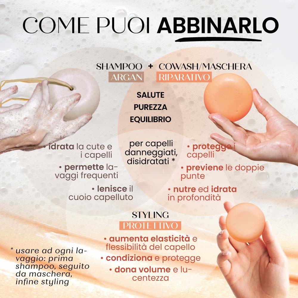 3 x Shampoo Solido ARGAN MAXI - Pacchetto LENITIVO Capelli [ Trattamento 6 mesi ]